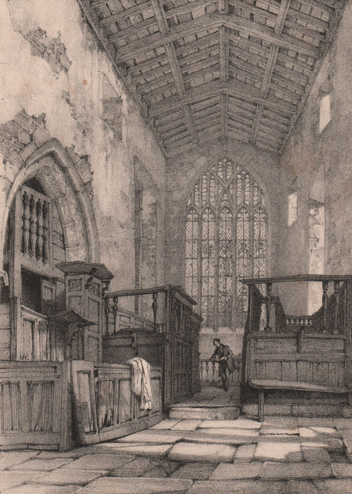 HADDON HALL. The Chapel. Derbyshire 1836 old antique vintage print picture